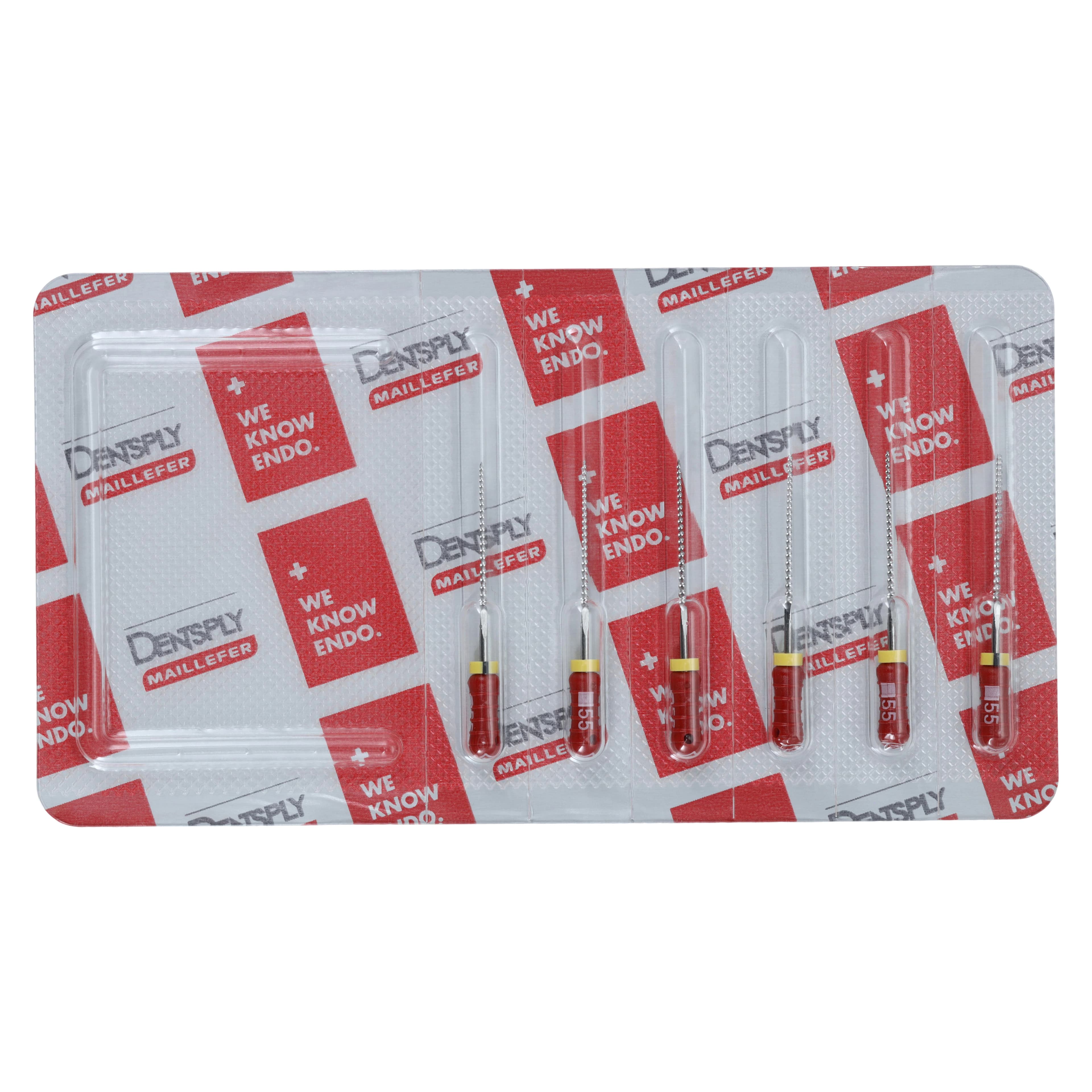 Dentsply Sirona Maillefer READYSTEEL FlexoFile #55, 25mm, Sterile, Red, 6/Pack, 6835525 - #55 Red READYSTEEL FlexoFile 25mm Pack of 6 - Image 1