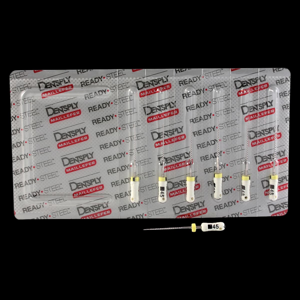 Dentsply Sirona Maillefer READYSTEEL K-File, #45 (White), 25mm, Sterile, 6/Pack, 6844525 - #45 White READYSTEEL K-File 25mm Pack of 6 - Image 1