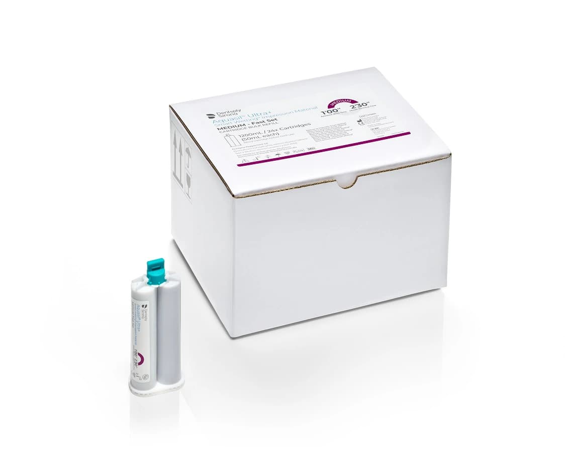 Aquasil Ultra+ Smart Wetting VPS Impression Material, Medium Body, Fast Set, 50 ml Cartridge, Mint/Purple, 24/Pk, 678601 - Aquasil Ultra+ VPS Impression Material, Cartridge Refill Pack, Medium Body, Fast Set, 50 ml, Mint, Purple, 24/Pk - Image 1