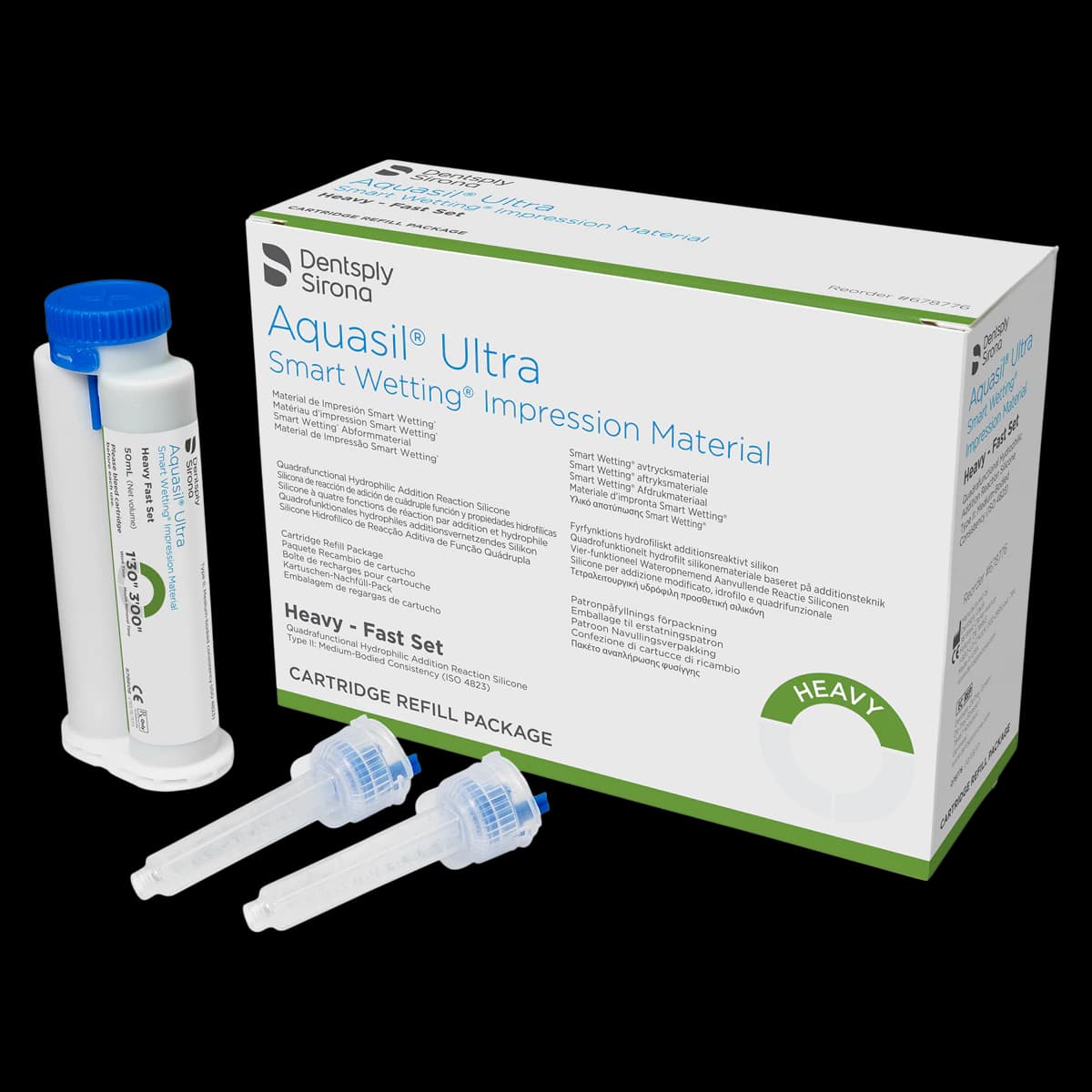 Aquasil Ultra Smart Wetting Heavy Body Fast Set Impression Material Refill, 50 mL Cartridges, Light Green, 4/Pk, 678776 - Aquasil® Ultra Smart Wetting Heavy Body Fast Set Impression Material Refill Cartridge Pack of 4 - Image 1