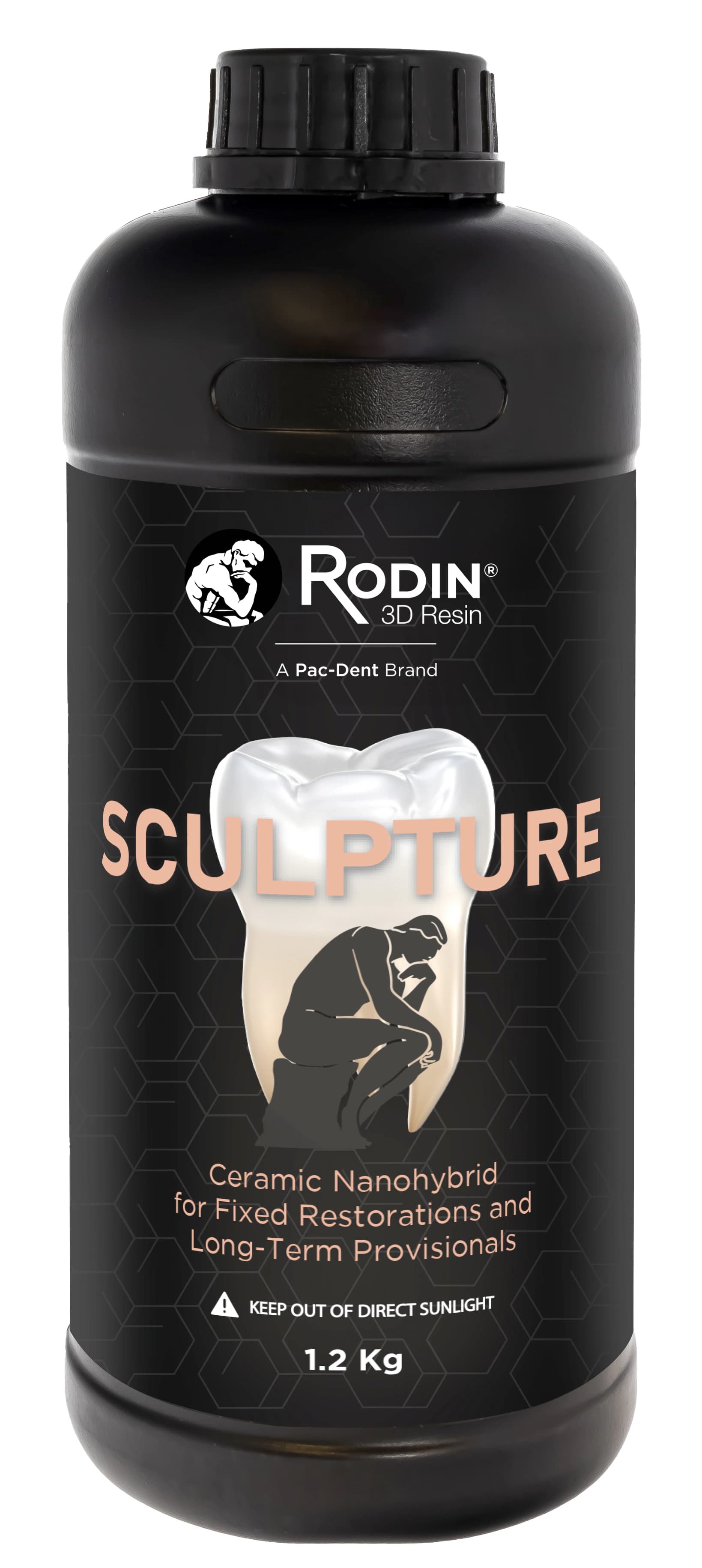 Pac-Dent Rodin Sculpture 2.0 Ceramic Nanohybrid 3D Resin, Shade B4, 600 g Bottle, 1/Pk, 23892 - Rodin Sculpture 2.0, Ceramic Nanohybrid, 3D Resins, B4, 600 Gr, 1/Pk, 23892 - Image 1