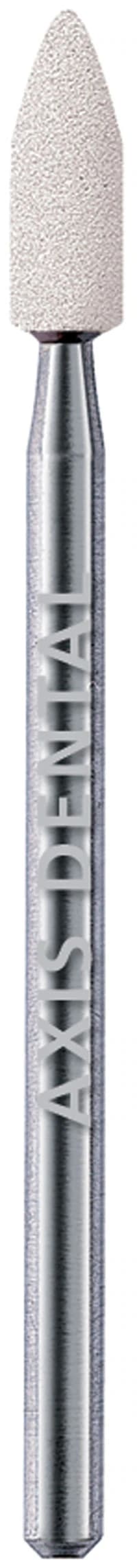 NTI White Stone Abrasive Points, Fine, Small Flame, RA Shank, 2.5 mm x 7.0 mm, White, 100/Pkg, WF661-RA100 - NTI White Abrasives White Fine RA, Composites: 5,000 - 30,000 rpm max - Image 1