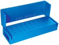 Axis AB117-1U Bur Block, 27 Hole (18 FG Short Shank / 9 RA), Blue Anodized Aluminum, Swivel Top, Autoclavable - Bur Block 18FG/9RA Short Blue - Image 1