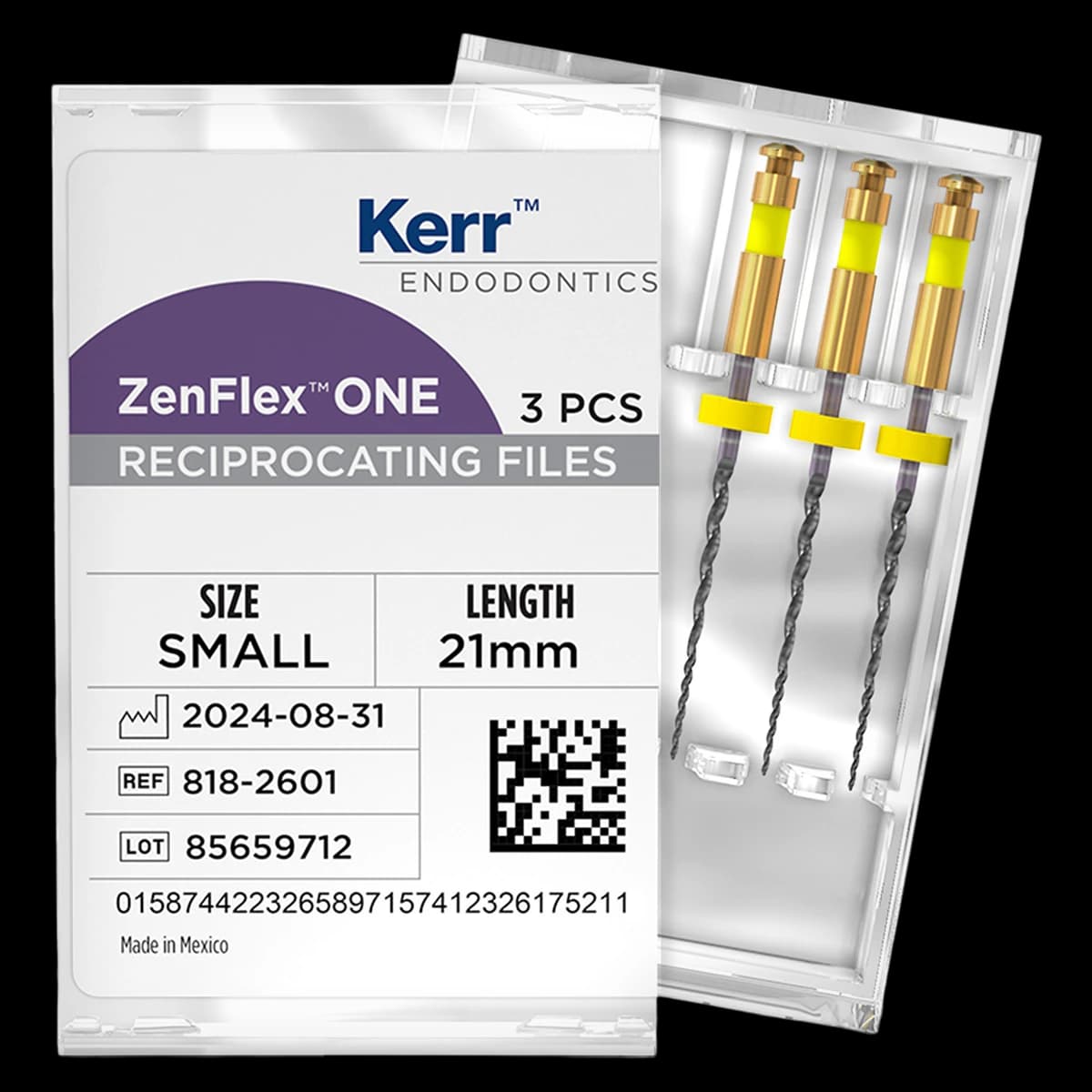 ZenFlex ONE Reciprocating NiTi File, Small, Yellow, .20/.06, 21mm, 3/Pk, 818-2601 - ZenFlex™ ONE Reciprocating NiTi File Small Yellow 21mm Pack of 3 - Image 1