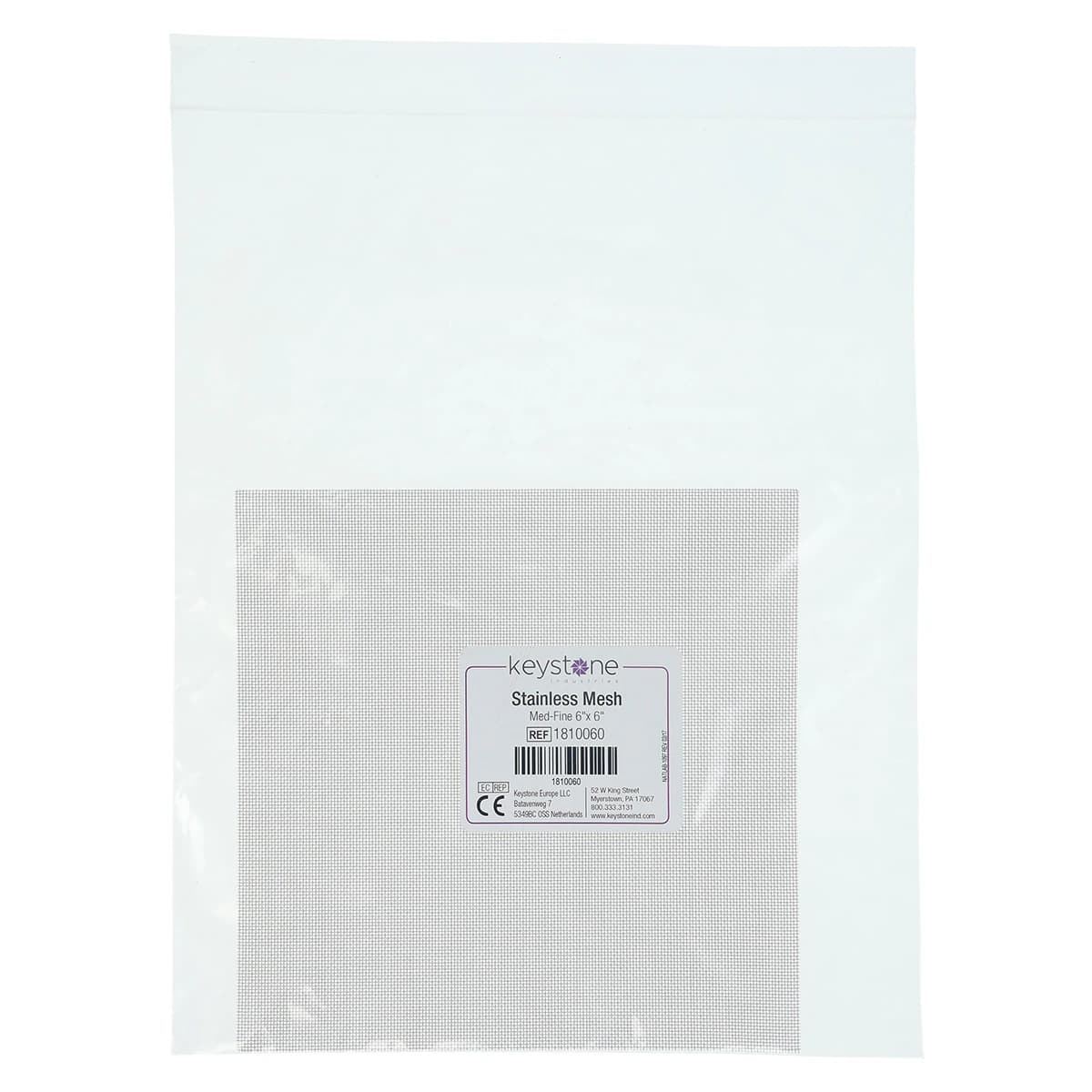 Keystone Stainless Steel Wire Mesh, Medium-Fine, 6" x 6", 1810060 - Stainless Mesh Med-Fine 6" x 6" - Image 1