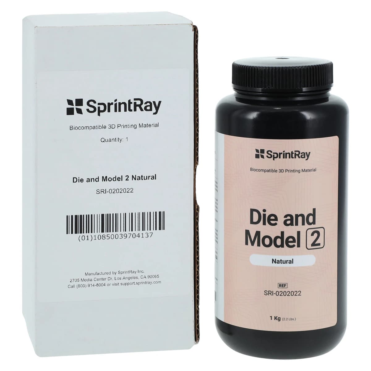 SprintRay Die & Model 2 3D Printing Resin, Natural, 1 kg Bottle - Die & Model Natural Model Resin - Image 1