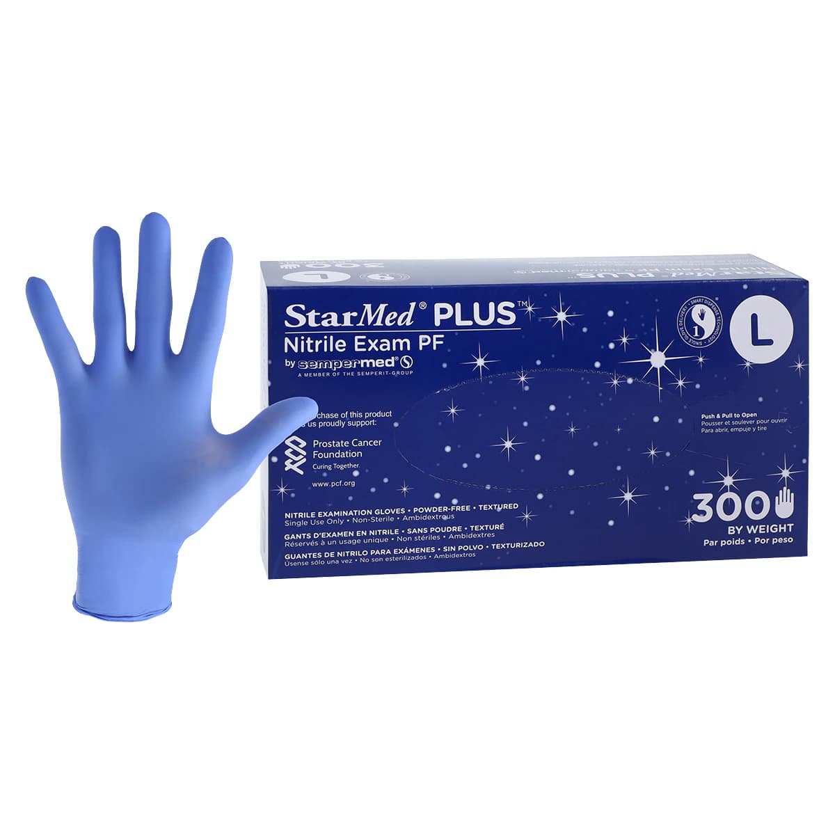 Sempermed StarMed Plus PF Nitrile Exam Gloves, Powder Free, Non-Sterile, Large, Violet Blue, 300/Box, SMNP304 - Sempermed - StarMed Plus PF Nitrile Gloves Large 300/Bx - Image 1