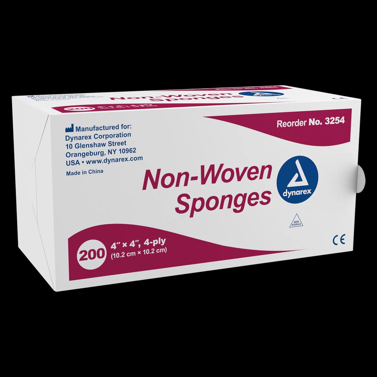 Dynarex 3254 Non-Woven Gauze Sponges, 4" x 4", 4-Ply, Non-Sterile, 2000/Case - Dynarex 4" x 4" 4-ply Non-Sterile Non-woven Sponges, 2000/case. Provides - Image 1