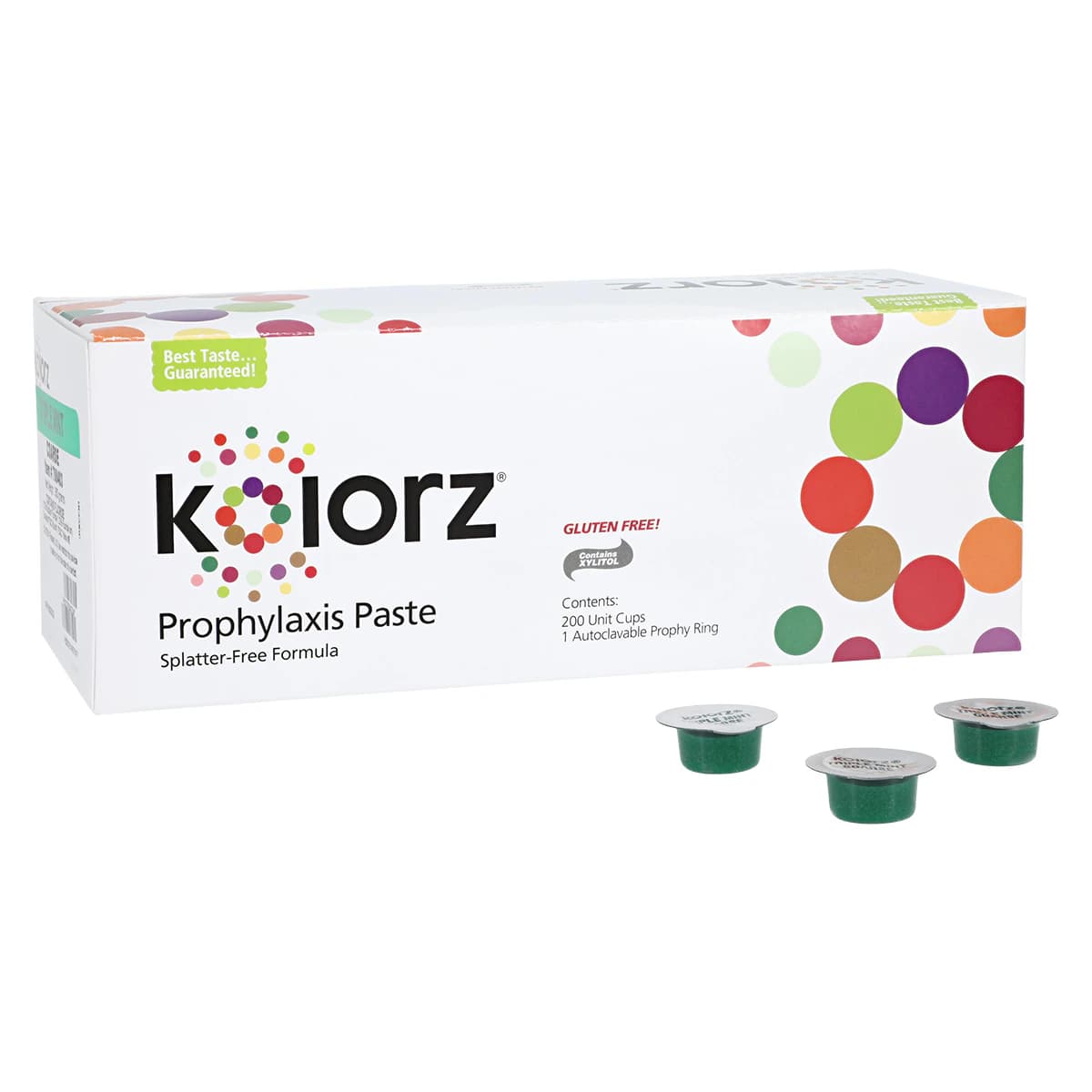 Kolorz Prophy Paste, Triple Mint, Coarse Grit, 1.23% APF Fluoride, Unit-Dose Cups, 2 x 200/Box, 788403 - Kolorz Prophy Paste Triple Mint Coarse Grit 200Pk - Image 1