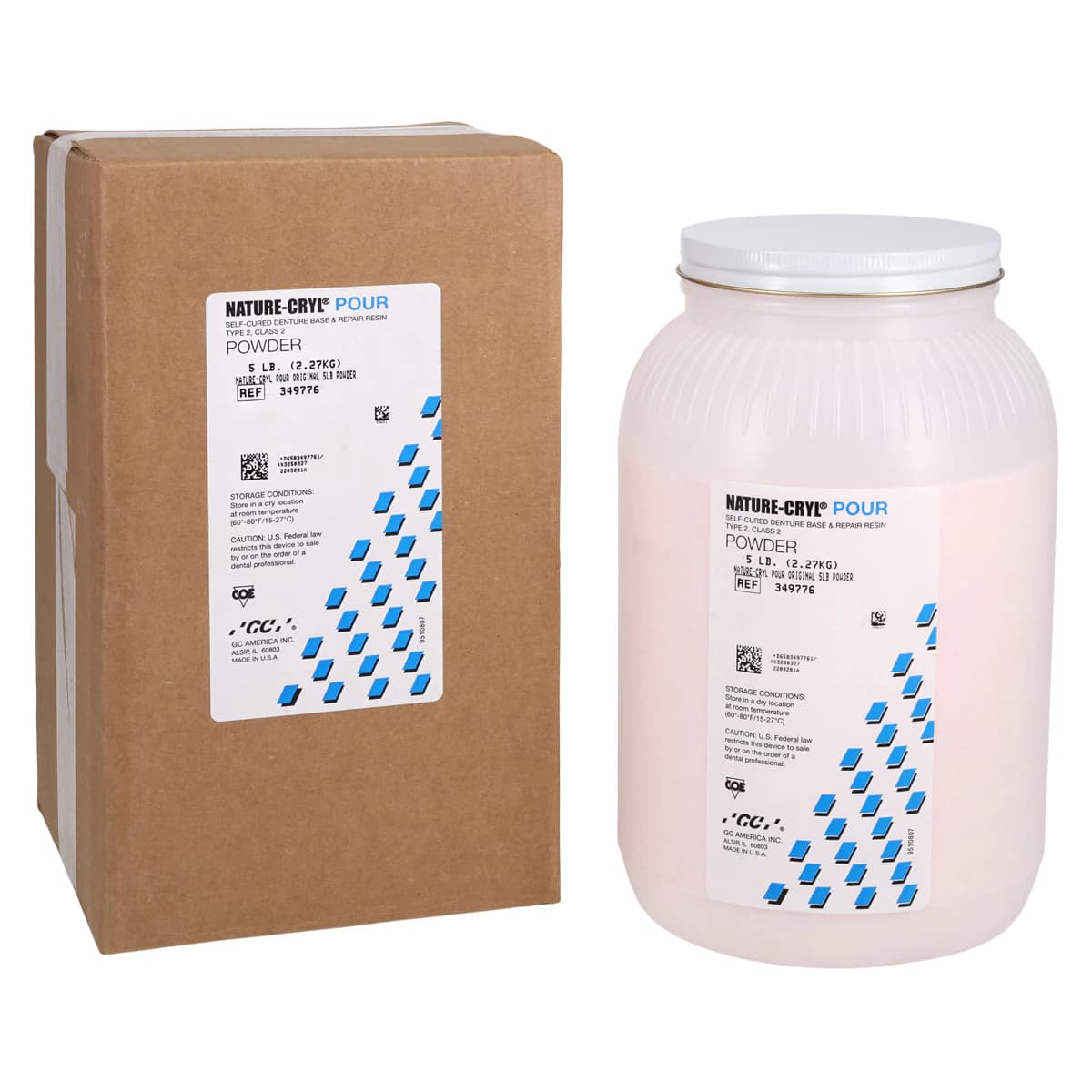 GC America Nature-Cryl Pour Self-Cured Denture Base & Repair Resin Powder, Original Shade, 5 lb - Nature-Cryl Pour Original 5Lb Powder - Image 1