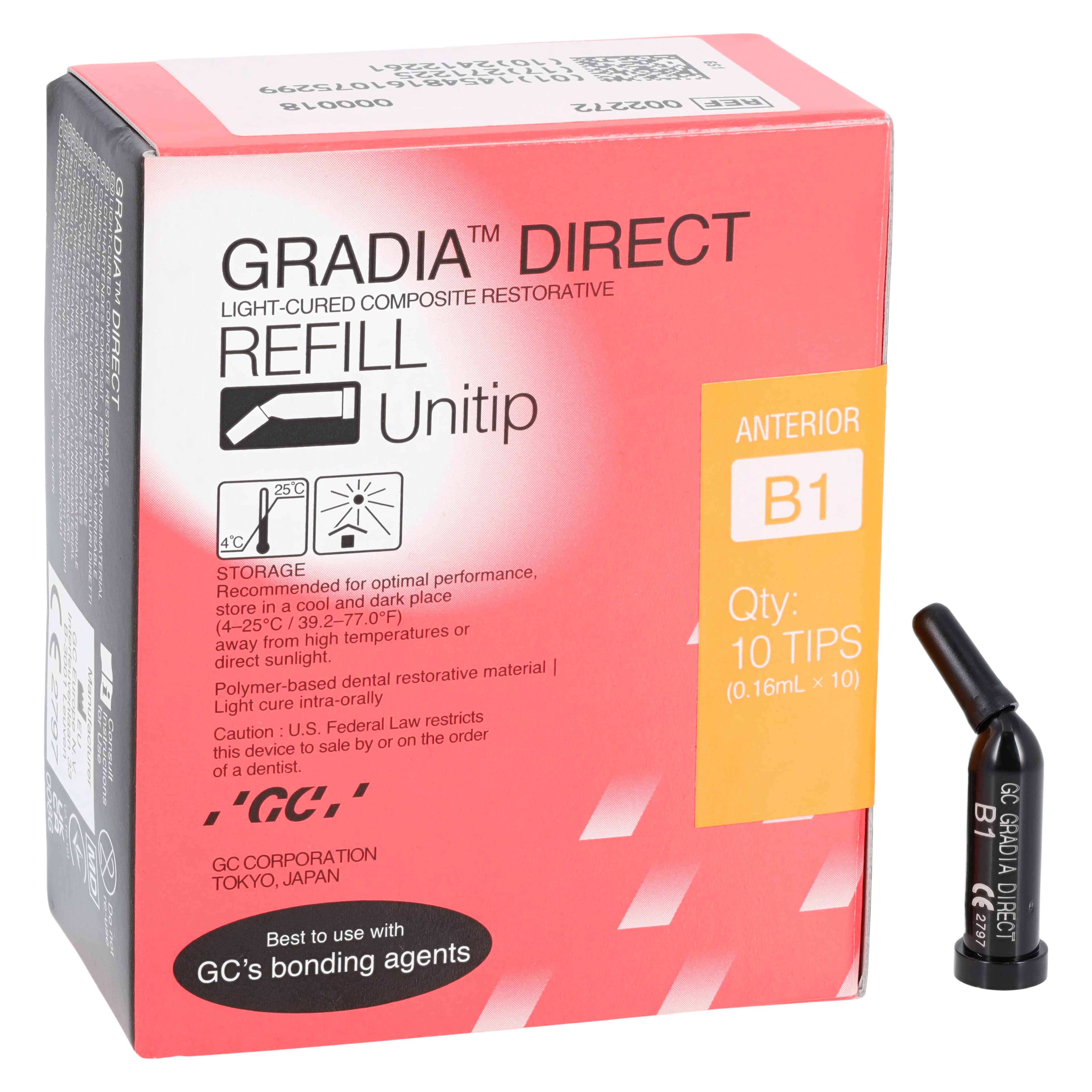 Gradia Direct Unitip Refill, B1 Shade, 0.16 ml, 10/Pkg, 002272 - Gradia B1 Unitip (10) - Image 1