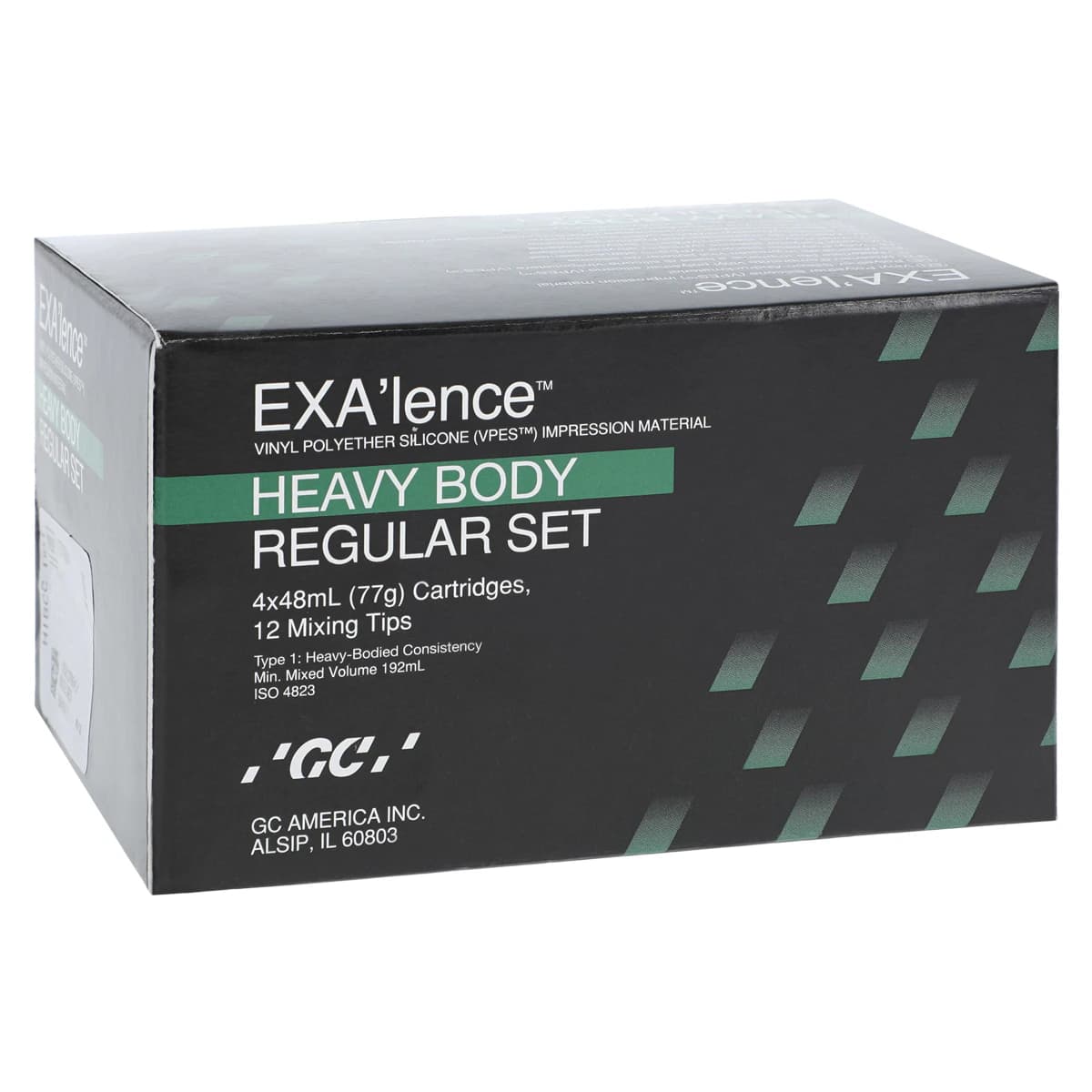 EXA'lence VPES Impression Material Refill, Heavy Body, Regular Set, 48 mL Cartridges, Dark Green, 4/Pkg with 12 Mixing Tips, 137004 - GC America - EXAin.lence Refill - REGULAR SET (48 mL) - Heavy Body (Dark Green) - Image 1