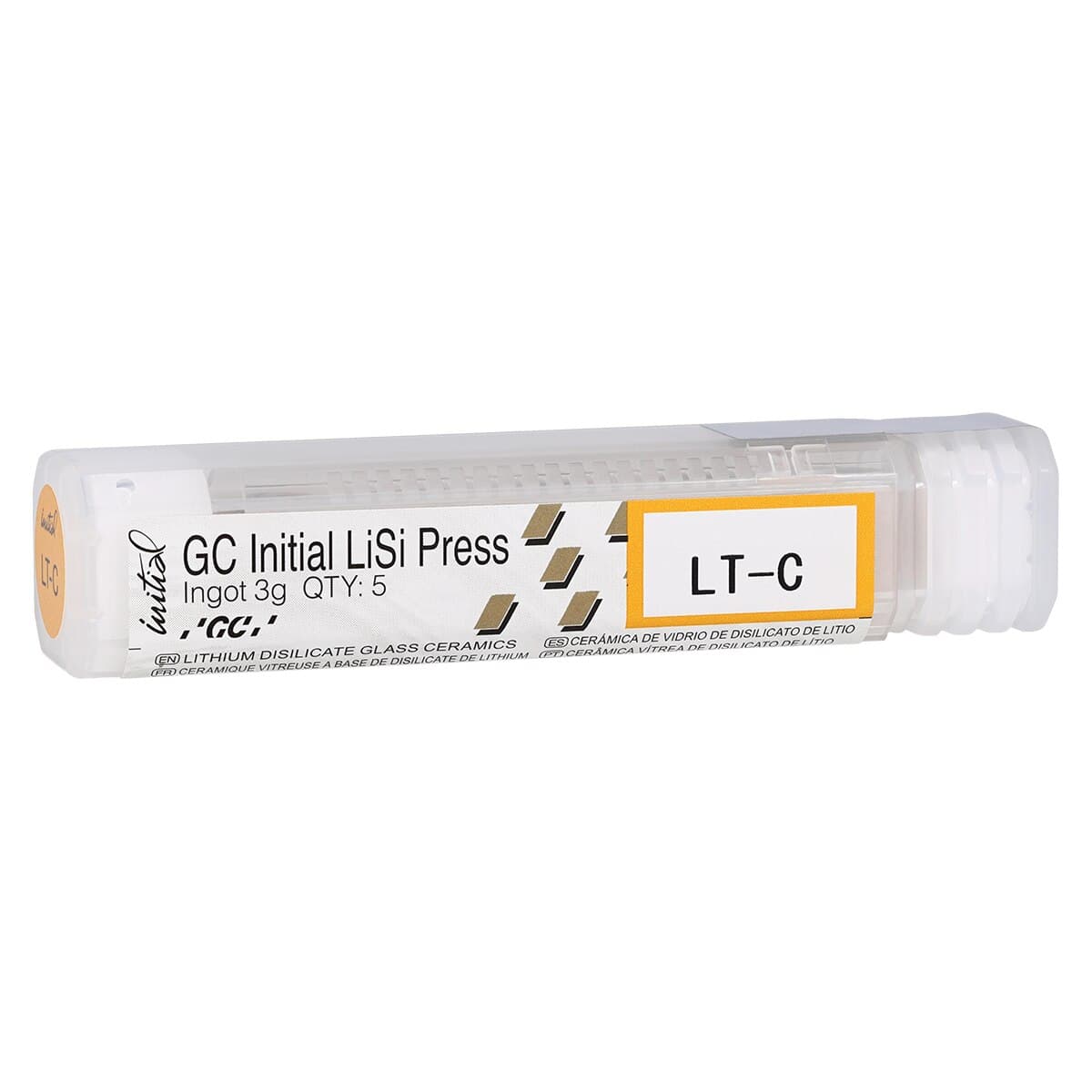GC Initial LiSi Press Lithium Disilicate Ingot, Shade LT-C, 3g, 5/Pk - Initial LiSi Press LT-C 3g (5) - Image 1