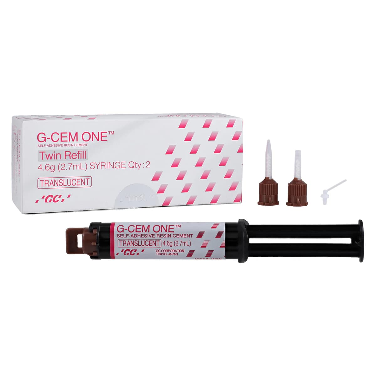 G-CEM ONE Universal Self-Adhesive Resin Cement, Translucent, Twin Refill, 4.6 g Syringes, 2/Pk, 013674 - G-CEM ONE™ - Twin Refill - Translucent - Image 1