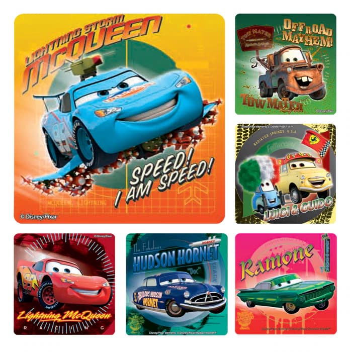 Disney Cars Supercharged Stickers, 2.5" Square, 6 Assorted Designs, 100/Roll, PS387 - Disney Cars Supercharged Stickers 100/Roll - Image 1
