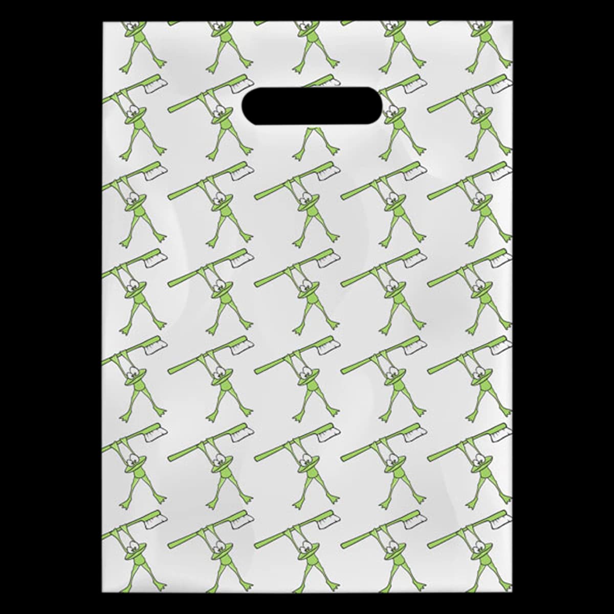 Sherman Specialty Scatter Art Patient Bags, Frog & Brush Design, Clear, 7.5" x 10", 100/Pack, 98R - Patient Bag Scatter Frog and Brushes 100/Pack 98R - Image 1