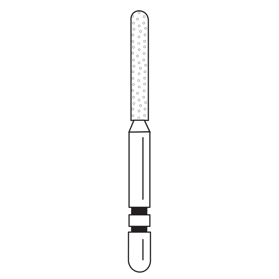 Two Striper TSZtech Diamond Bur, Friction Grip, 550.8ZM, Parallel Cylinder Round-End, 1.3 mm Diameter, 8 mm Abrasive Length, 5/Pk, 2015675 - Two Striper® TSZtech Diamond Bur Friction Grip 550.8ZM Parallel Cylinder Round-End Pack of 5 - Image 1