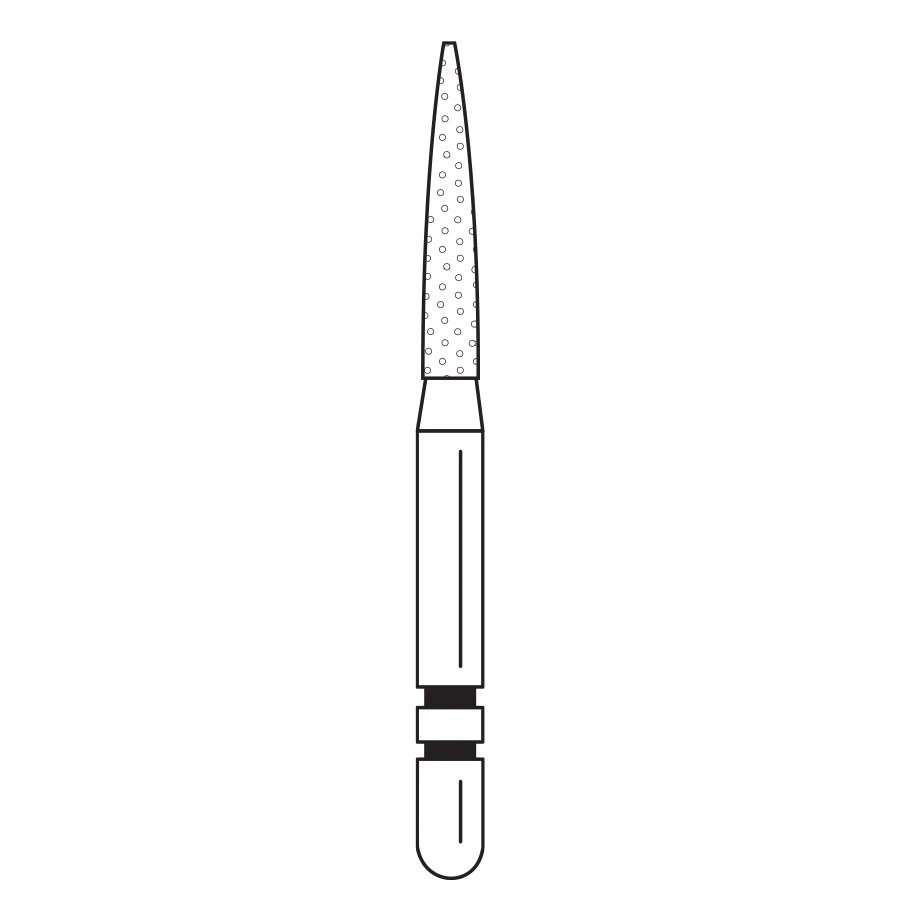 Two Striper® TSZtech Diamond Bur Friction Grip L260.8ZF Flame, Long Shank, ZF Grit, 5/Pk, 2015667 - Two Striper® TSZtech Diamond Bur Friction Grip L260.8ZF Flame Pack of 5 - Image 1