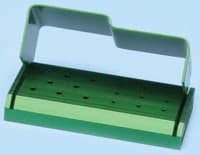 Two Striper 17-Hole Bur Block, 9 FG / 8 RA, Green Anodized Aluminum, Autoclavable Swivel Lid, 9051024 - Two Striper 17 Hole - 9 FG and 8 RA - Green Anodized Aluminum Bur Block. Fully - Image 1