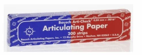 Bausch Arti-Check Micro-Thin Articulating Paper, Straight, 40 Microns, Red/Blue, 200 Strips/Box, BK-80 - Arti-Check Micro-Thin Articulating Paper, Straight, 40 microns, Red/Blue, 200/Pk, BK80 - Image 1