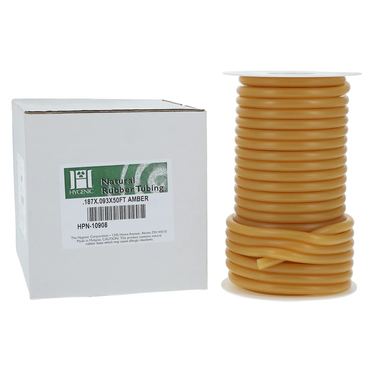 Hygenic Natural Rubber Tubing #676, Amber, 3/16" OD x 3/32" ID, 50 Ft Roll, H00676 - 3/16 x 3/32 x 50 Ft Amber Tube, 1 pc, H00676 - Image 1