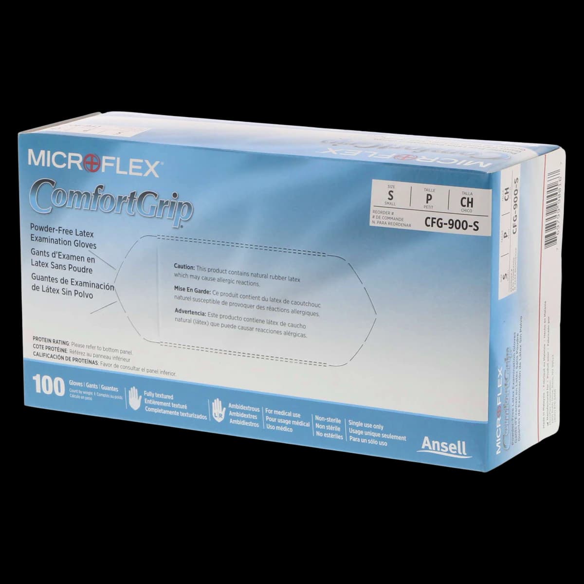 MICROFLEX ComfortGrip CFG-900 Powder-Free Latex Exam Gloves, Small, Natural, Textured, 100/Box - Comfort Grip SM Latex PF Gloves (100) - Image 1