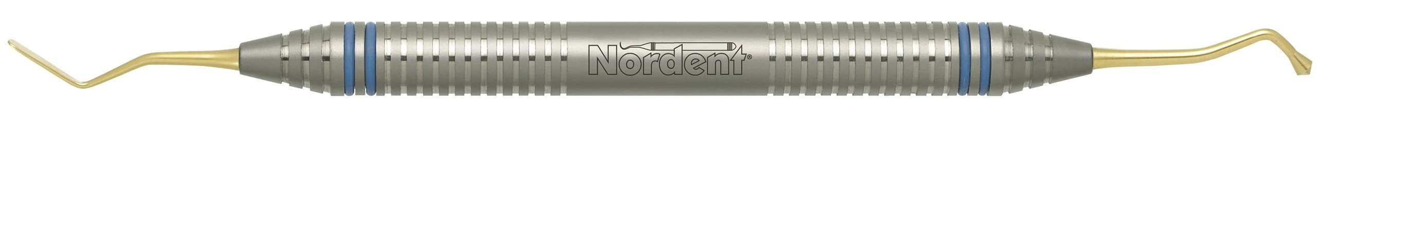 Nordent Composite Placement Instrument, Double-Ended, #22T Paddle/Acorn, Titanium Nitride Coated, DuraLite ColorRings Handle - Composite Placement DE TiN Coated Paddle/Acorn #22 DuraLite ColorRings - Image 1