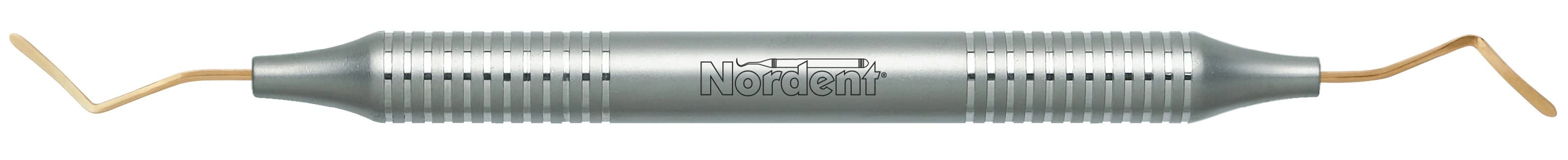 Nordent Composite Placement Instrument, Double-Ended Double Paddle #51T, TiN Coated, DuraLite Round Handle - Composite Placement DE TiN Coated Double Paddle #51T DuraLite ROUND - Image 1