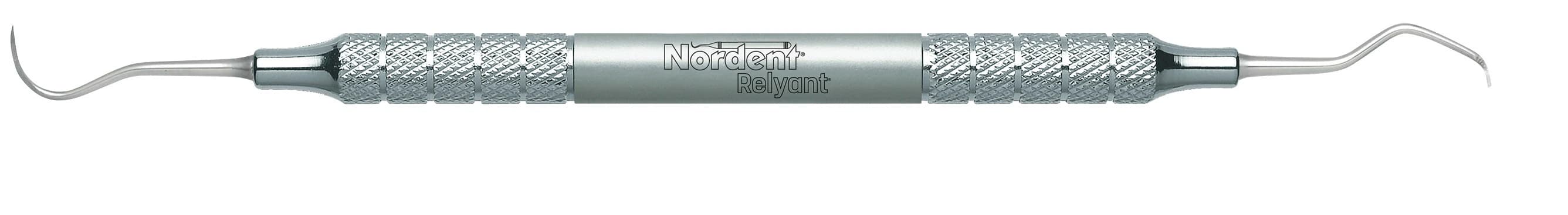 Relyant Scaler, Double End, Anterior Sickle N5 / Contra Angle Hoe #48, Relyant #6 Handle, Stainless Steel, VSCN5-48 - Relyant® Scaler – # N5//48, Contra Angle Hoe, Relyant® # 6 Handle, Double End - Relyant® Scaler – # N5//48, Contra Angle Hoe, Relyant® # 6 Handle, Double End - Image 1
