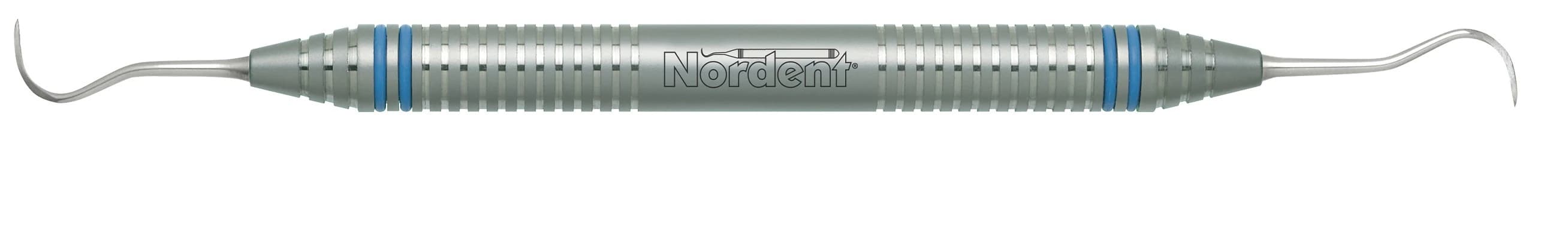 Nordent N67 Offset Sickle Scaler H6/H7, Double-Ended, Anterior, DuraLite ColorRings Handle, Stainless Steel, CESCN67 - Nordent Sickle Scaler H6/H7 With Duralight Colorring Handle - Image 1