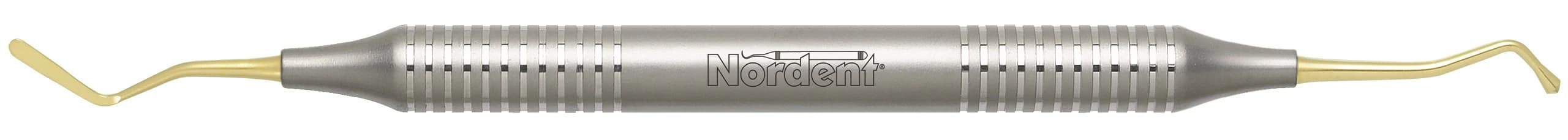 Nordent Composite Placement Instrument, Double-End, #23T Paddle/Acorn, Titanium Nitride Coated, DuraLite Round Handle, REPFI23T - Composite Placement DE TiN Coated Paddle/Acorn #23 DuraLite ROUND - Image 1