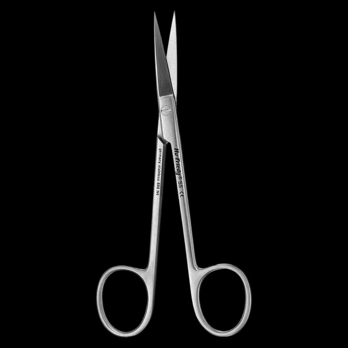 Hu-Friedy #5 Wagner Straight Surgical Scissors, 4.5", One Serrated Blade, Stainless Steel, S5 - Scissors 5 Wagner Straight - Image 1
