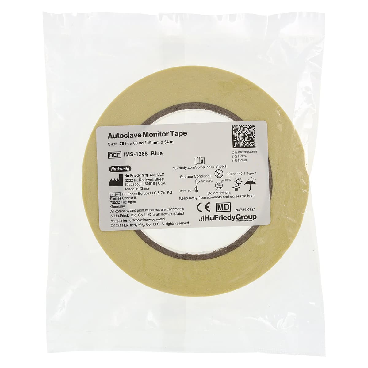 Hu-Friedy IMS Autoclave Monitor Tape, Blue, 3/4 in x 60 yd Roll, IMS-1268 - IMS Color Monitor Tape - Image 1