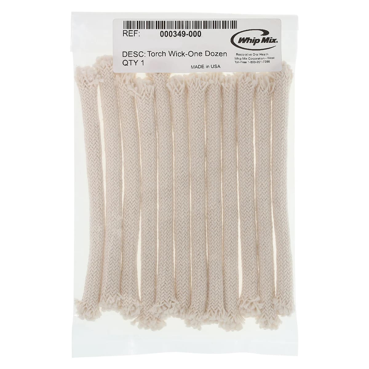 Whip Mix Hanau Alcohol Torch Wicks, Pack of 12, 000349-000 - Alcohol Torch Wicks Pack of 12 - Image 1
