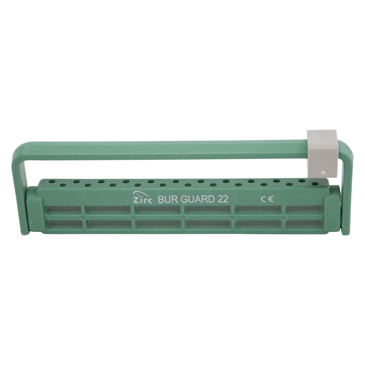 Zirc Steri-Bur Guard 22-Hole Bur Block, Green, 50Z410-D - Green 22-Hole Steri-Bur Guard - Image 1