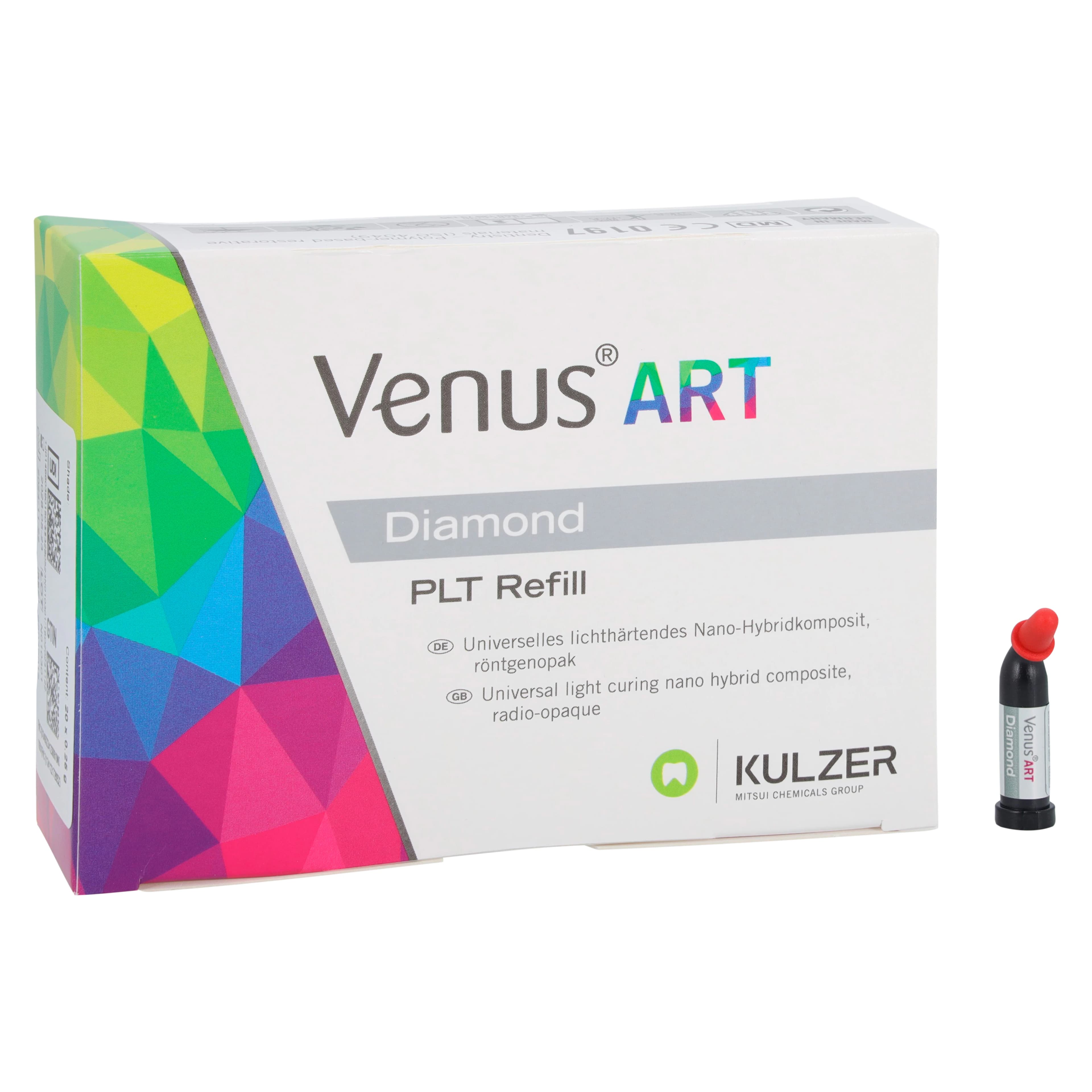Venus Diamond Nanohybrid Universal Composite, PLT Refill, Shade A2, 0.25 g, 20/Pk, 66039009 - Venus Diamond PLT A2 0.25gm Refill (20) - Image 1