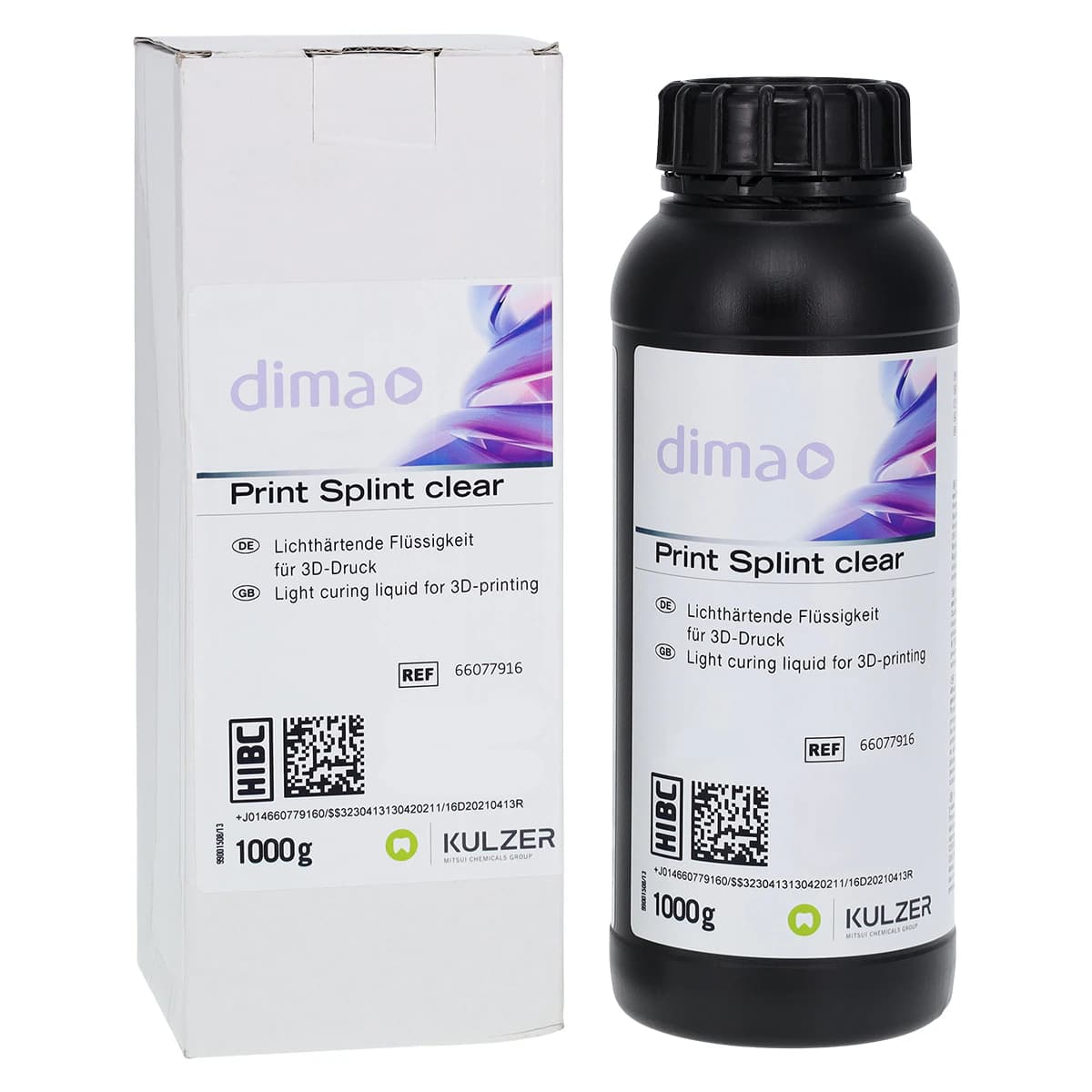 dima Print Splint Clear 3D Printing Resin, Occlusal Splints & Night Guards, 1000 g Bottle, 1/Pk - dima 3D Print Resin Material - Image 1