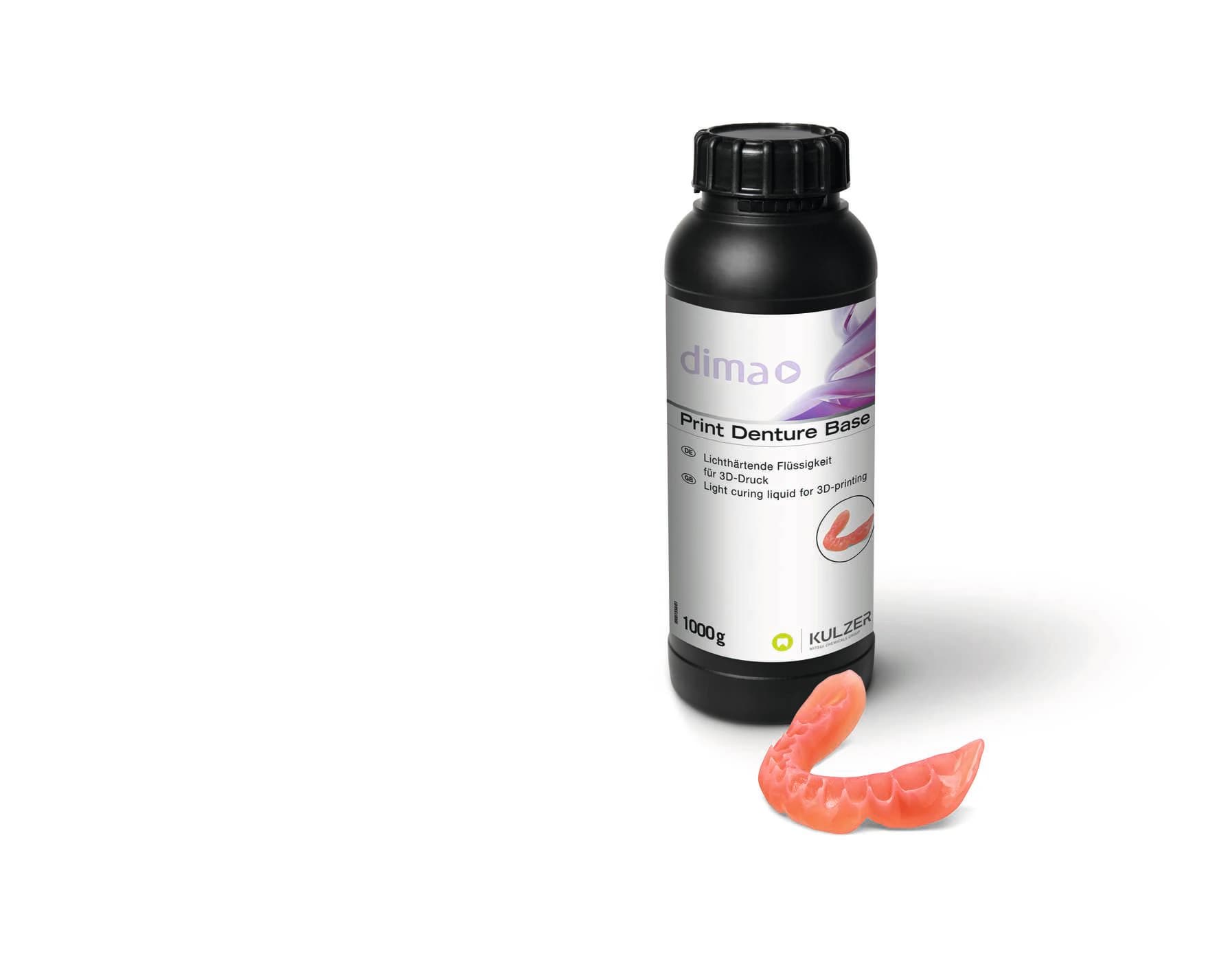 dima Print Denture Base Resin, Light Reddish Pink, 1000 g Bottle, 66081670 - dima 3D Print Denture Base Resin Material - Image 1