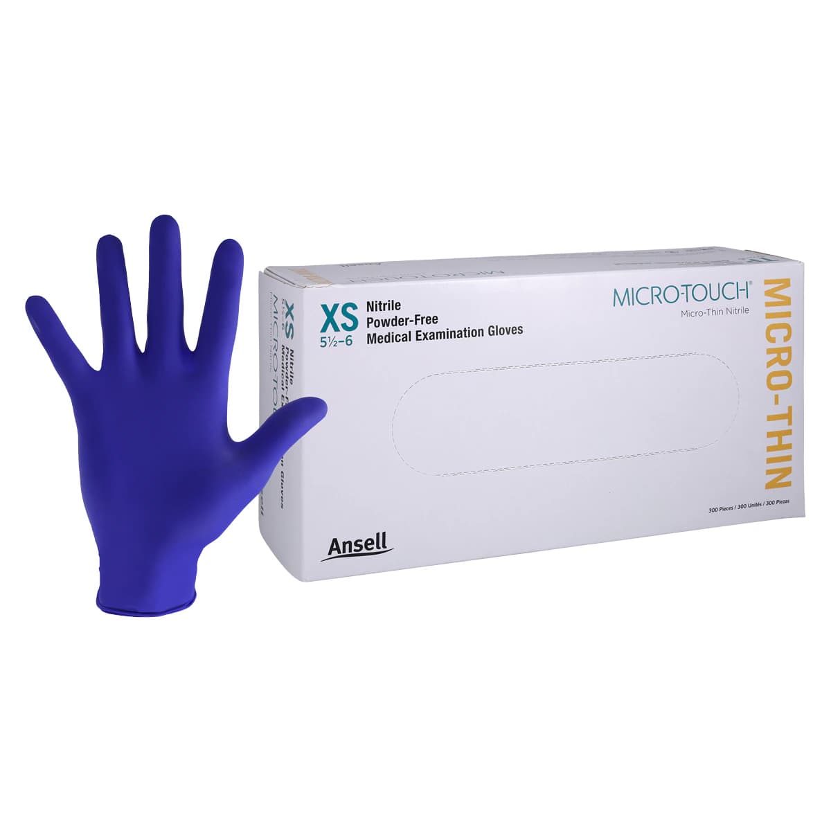 Micro-Touch Micro-Thin Nitrile Exam Gloves, Powder-Free, Latex-Free, Blue, X-Small, 300/Box, 6034310 - Micro-Touch Micro-Thin Nitrile Gloves, Powder-Free, X-Small, 300/Box, 6034310 - Image 1