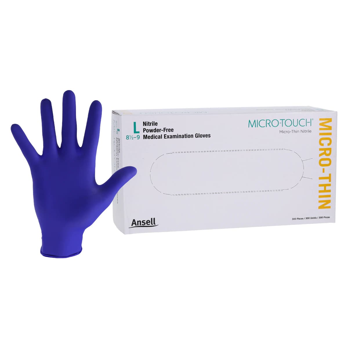 Micro-Touch Micro-Thin Nitrile Exam Gloves, Powder-Free, Large, Blue, 300/Box, 6034313 - Micro-Touch Micro-Thin Nitrile Gloves, Powder-Free, Large, 300/Box, 6034313 - Image 1