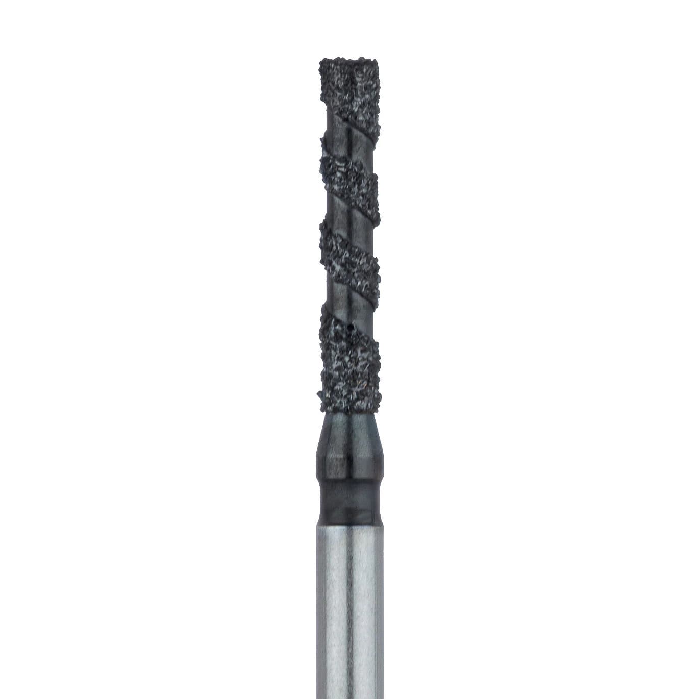 Meisinger Black Cobra Diamond Bur, Flat End Cylinder, Super Coarse, FG, 1.4mm Diameter, 8mm Working Length, B837-014, 5/Pack - Black Cobra Flat End Cylinder Spiral Groove FG Diamond Burs - Image 1