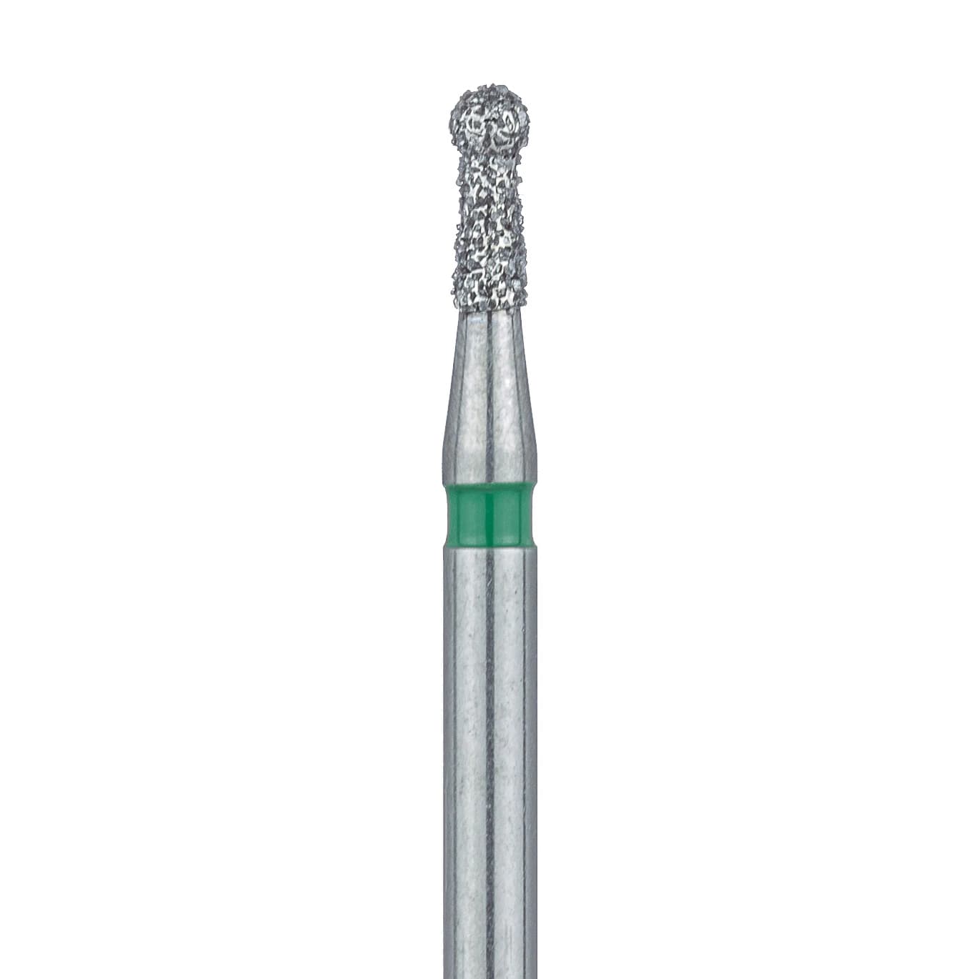Meisinger 802G-014-FG Coarse Round Diamond Bur, Friction Grip, 1.4 mm Head Diameter, 3.5 mm Head Length, Green Ring, 5/Pack - Meisinger Diamonds 802G-014-FG Coarse 5/Pk - Image 1