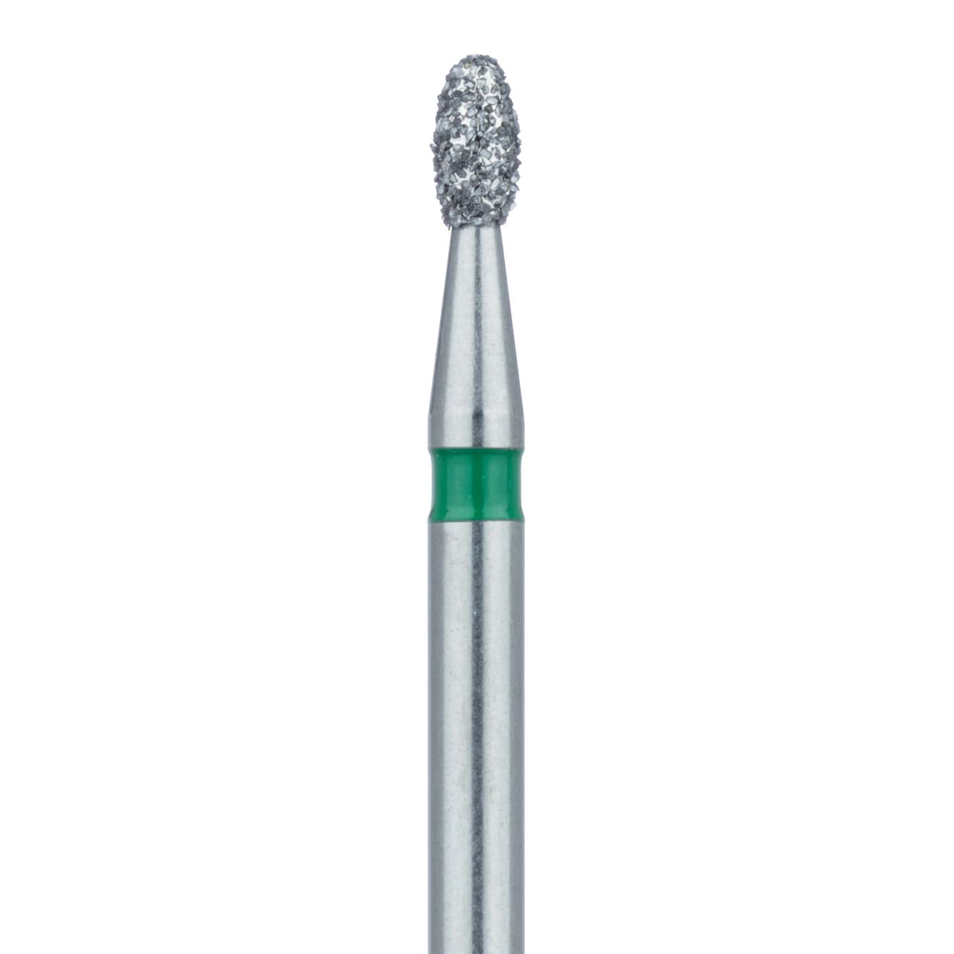 Meisinger 833G-014-FG Coarse Diamond Bur, Egg/Football Shape, Friction Grip, 1.4 mm Head Diameter, 2.8 mm Working Length, Green Ring, 5/Pack - Meisinger Diamonds 833G-014-FG Coarse 5/Pk - Image 1