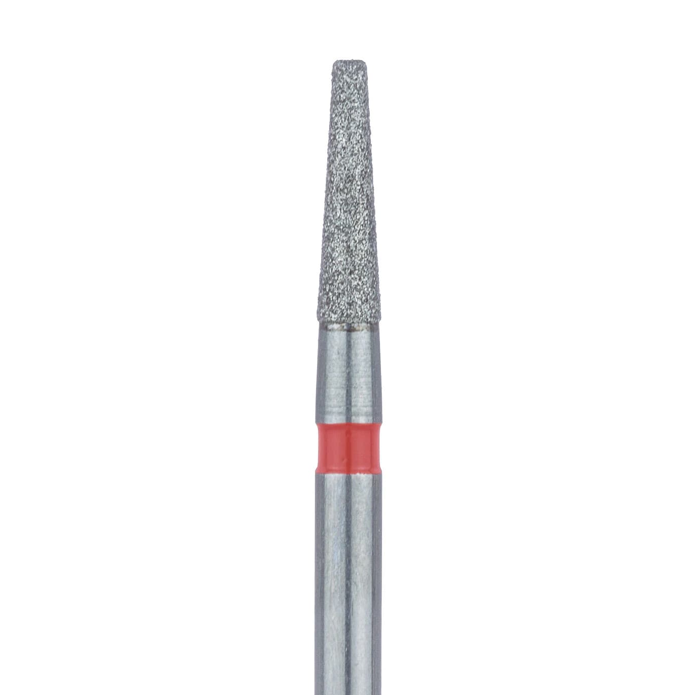 Meisinger 846F-016-FG Fine Diamond Bur, Flat End Tapered (Cone), Friction Grip, 1.6 mm Head Diameter, 6.0 mm Head Length, Red Ring, 5/Pkg - Diamond Instruments – FG, Fine, Red, Cone, Flat End, 5/Pkg - 846F-016-FG, 1.6 mm Head Diameter, 6.0 mm Head Length - Image 1