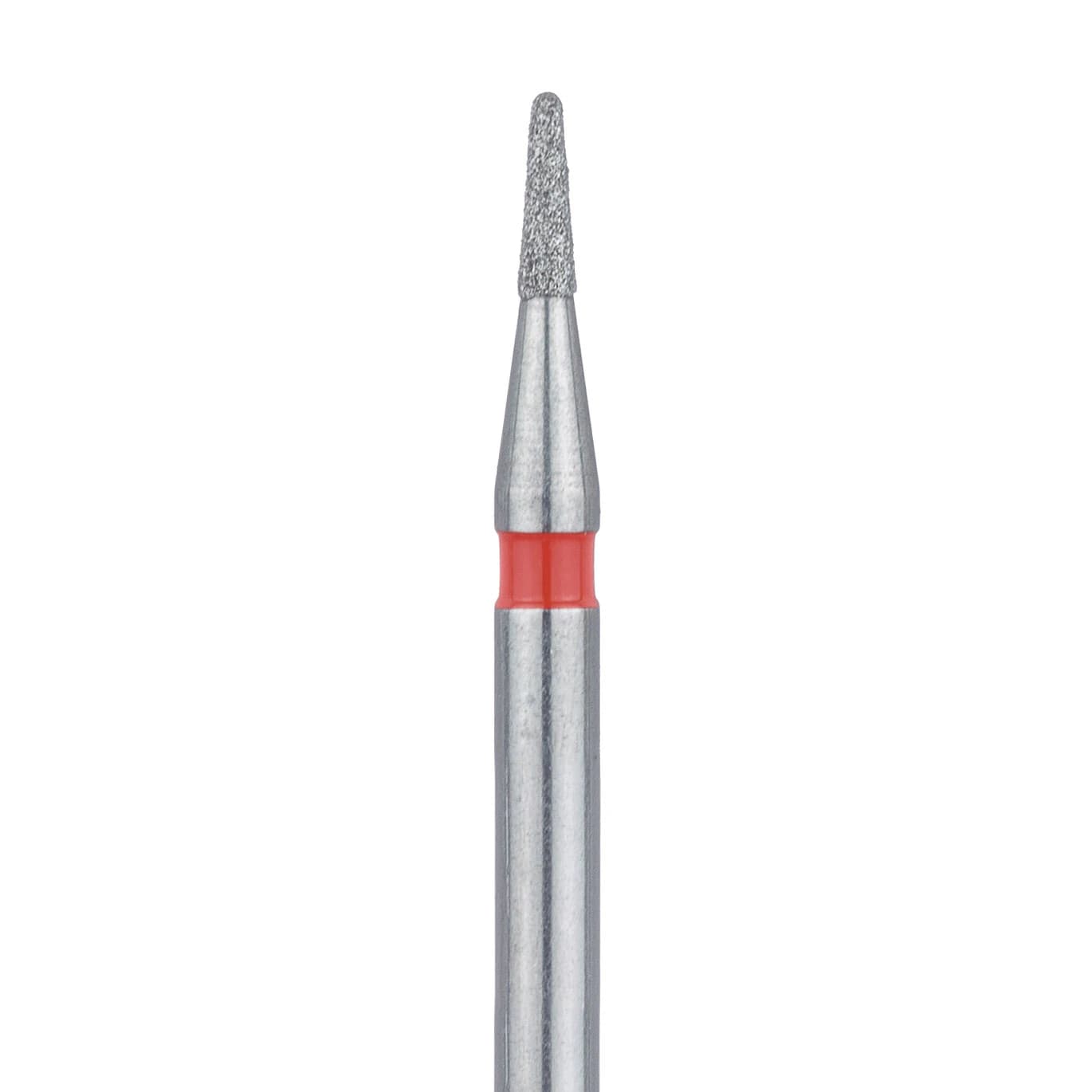 Meisinger 855LF-009-FG Fine Diamond Bur, Round End Tapered, Friction Grip, Long Shank, 0.9 mm Head Diameter, Red Ring, 5/Pack - Meisinger Diamonds 855LF-009-FG Fine 5/Pk - Image 1