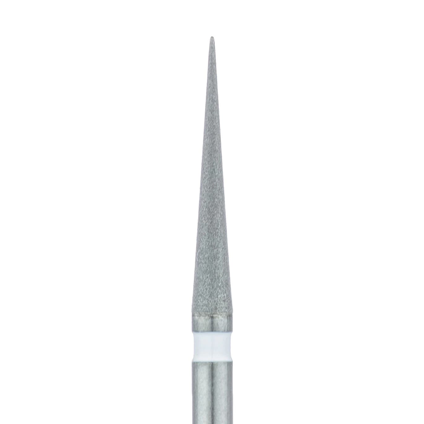 Meisinger 859U-014-FG Diamond Bur, FG, Ultra Fine, White, Needle, Point End, 1.4 mm Head Diameter, 10.0 mm Head Length, 5/Pkg - Diamond Instruments – FG, Ultra Fine, White, Needle, Point End - 859U-014-FG, 1.4 mm Head Diameter, 10.0 mm Head Length, 5/Pkg - Image 1