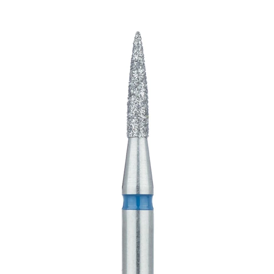 Meisinger 862-016-HP Diamond Bur, Flame Shape, Medium Grit, 1.6 mm Diameter, HP Shank, 5/Pack - Diamond Instruments – HP, Medium, Flame - Size #862-016-HP, 1.6 mm Diameter - Image 1