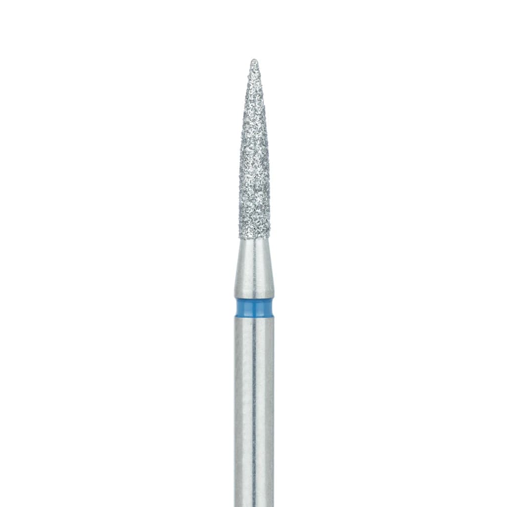 Meisinger 863-018-HP Diamond Bur, Medium Grit, Flame Shape, Long, 1.8 mm Diameter, Handpiece (HP), 5/Pack - Diamond Instruments – HP, Medium, Flame - Size #863-018-HP, 1.8 mm Diameter - Image 1