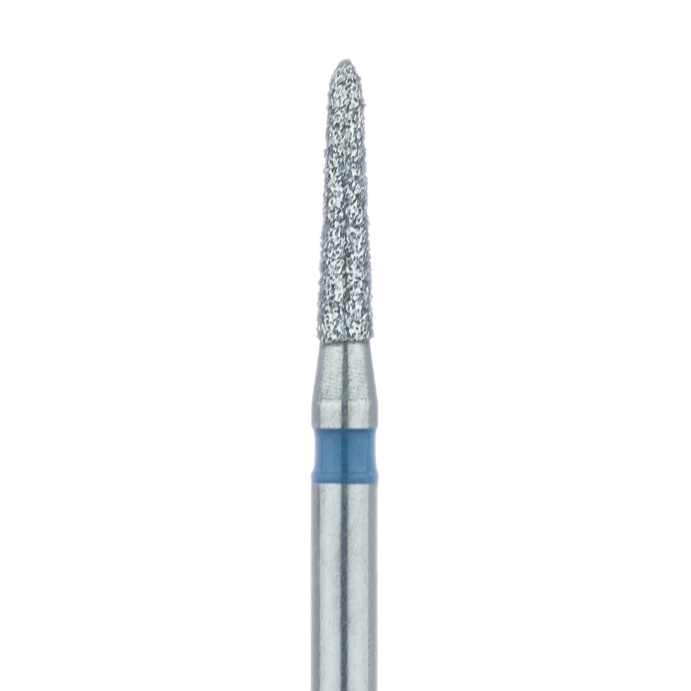 Meisinger 877-014-FG Diamond Bur, Medium Grit, Blue Ring, Tapered Torpedo/Cylinder, Bevel End, Friction Grip, 1.4 mm Head Diameter, 6.5 mm Head Length, 5/Pkg - Diamond Instruments – FG, Medium, Blue, Cylinder, Bevel End, 5/Pkg - 877-014-FG, 1.4 mm Head Diameter, 6.5 mm Head Length - Image 1