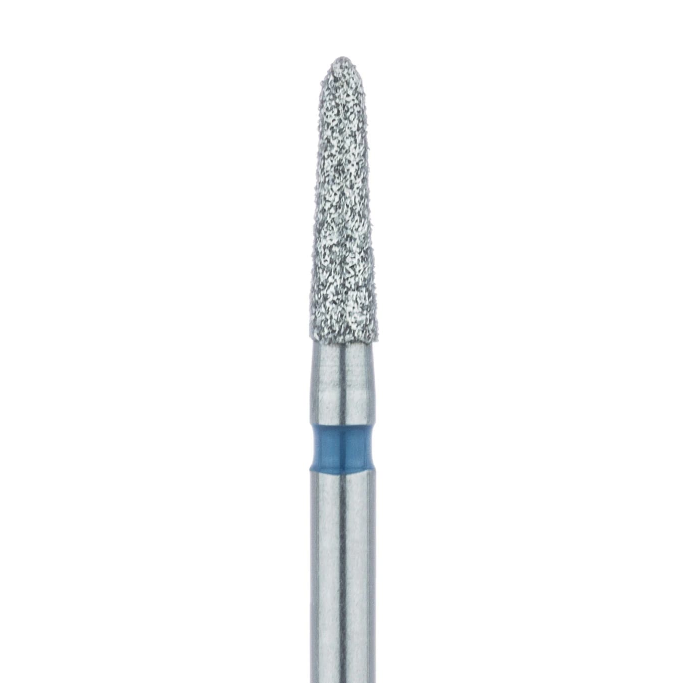 Meisinger 877-016-FG Diamond Bur, Medium Grit, Blue Ring, Tapered Torpedo/Cylinder, Bevel End, 1.6 mm Head Diameter, 6.5 mm Head Length, Friction Grip, 5/Pkg - Diamond Instruments – FG, Medium, Blue, Cylinder, Bevel End, 5/Pkg - 877-016-FG, 1.6 mm Head Diameter, 6.5 mm Head Length - Image 1